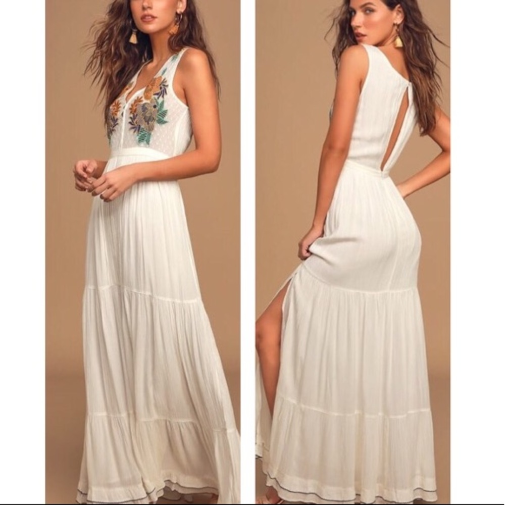 Tickets To Paradise White Embroidered Maxi Dress